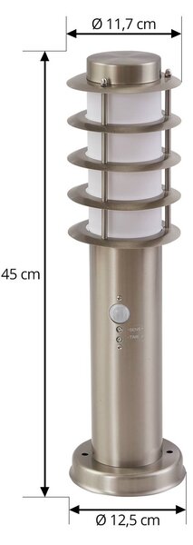 Słupek oświetleniowy Lindby Hanja, czujnik, stal szlachetna, Ø 11,7 cm Hanja Lindby, możliwość ściemniania, aluminiowy / szary / cynkowy, stal szlachetna, nowoczesny