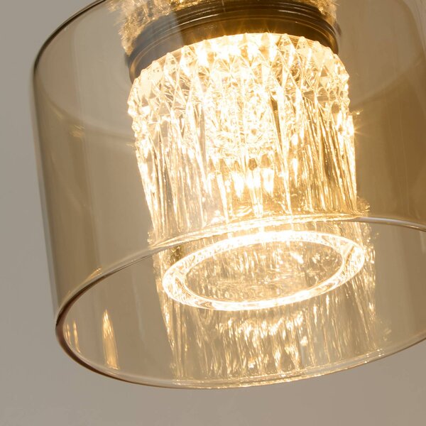 Searchlight Lampa wisząca Tumblers, możliwość ściemniania, kremowy / amber, salon / jadalnia, aluminium
