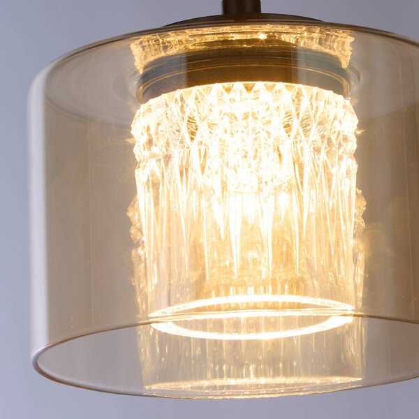 Searchlight Lampa wisząca Tumblers, możliwość ściemniania, kremowy / amber, salon / jadalnia, aluminium