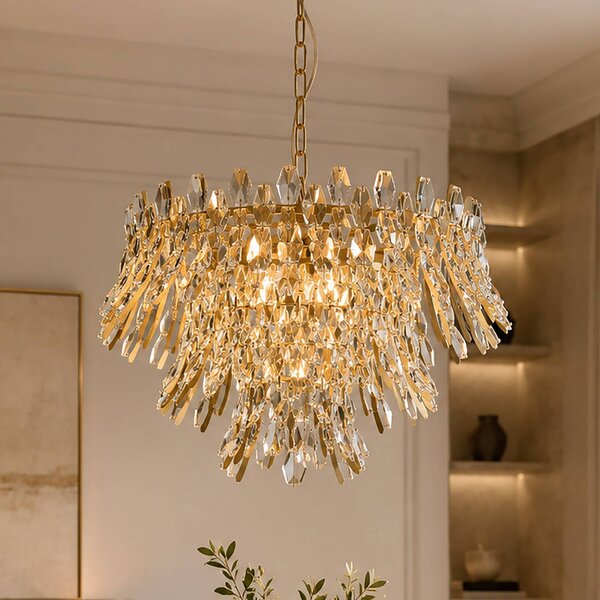 Searchlight Lampa wisząca Monarch, możliwość ściemniania, mosiężny / złoty, salon / jadalnia, metal