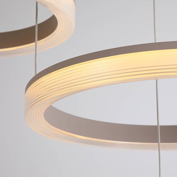 Searchlight Lampa wisząca Lumen Rings, możliwość ściemniania, kremowy / amber, salon / jadalnia, metal, nowoczesny