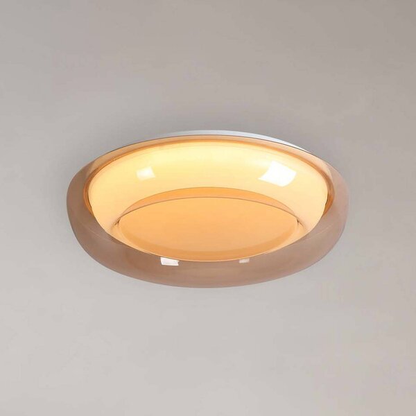 Searchlight Lampa sufitowa Jude Flush, możliwość ściemniania, kremowy / amber, salon / jadalnia, metal