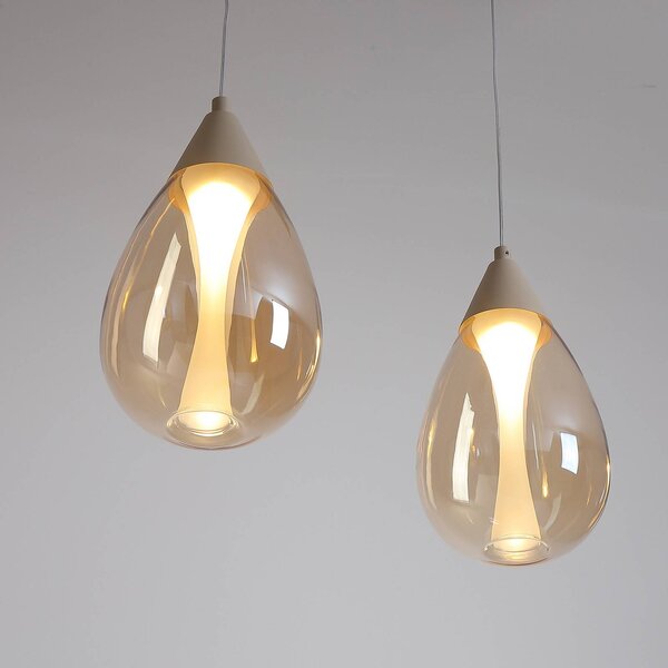 Searchlight Lampa wisząca Pear, możliwość ściemniania, kremowy / amber, salon / jadalnia, metal, nowoczesny