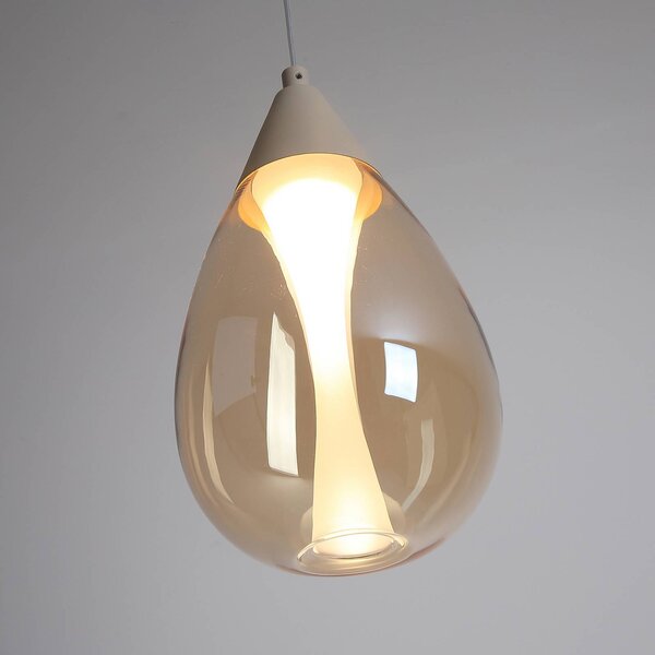 Searchlight Lampa wisząca Pear, możliwość ściemniania, kremowy / amber, salon / jadalnia, metal, nowoczesny