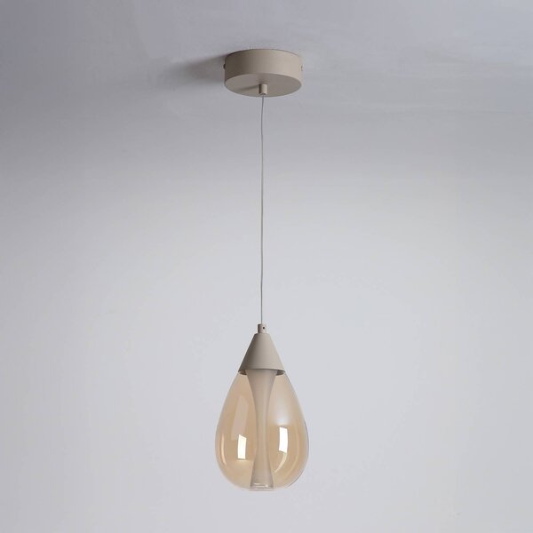 Searchlight Lampa wisząca Pear, możliwość ściemniania, kremowy / amber, salon / jadalnia, metal, nowoczesny