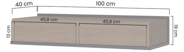 Toaletka wisząca Zenar 100 cm z szufladami - orzech elegant / czarny