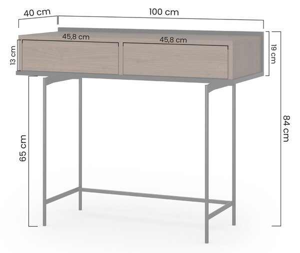 Toaletka Zenar 100 cm z szufladami - orzech elegant / czarny