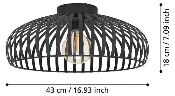 EGLO Lampa sufitowa Mogano 3, możliwość ściemniania, czarny, salon / jadalnia, metal, vintage