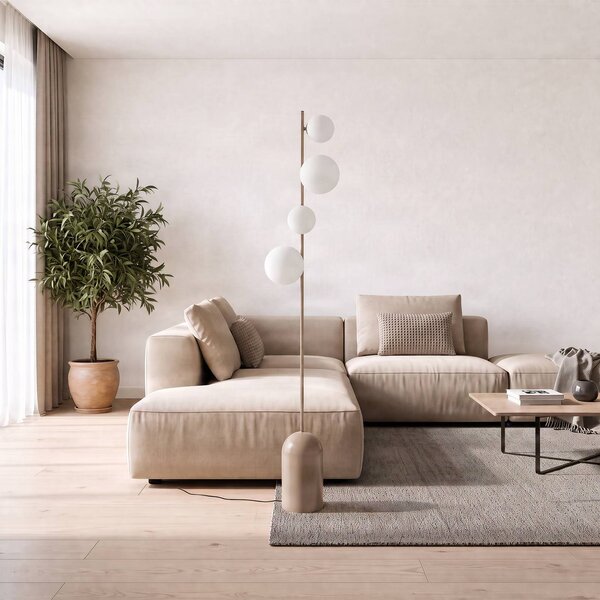 Lampa stojąca Etno LP4 EMIBIG LIGHTING, kremowy / amber, salon / jadalnia, szkło, nowoczesny