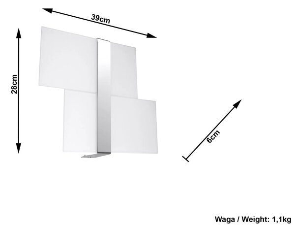 Designerski Szklany Kinkiet Popielaty E727 G8-H93