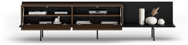 Szafka RTV Zenar 200 cm z metalowymi nogami - orzech elegant / czarny