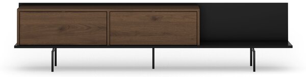 Szafka RTV Zenar 200 cm z metalowymi nogami - orzech elegant / czarny