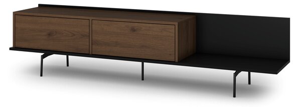 Szafka RTV Zenar 200 cm z metalowymi nogami - orzech elegant / czarny