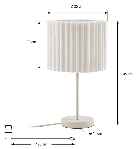 Lindby Lampa stołowa Libbie, kremowy / amber, salon / jadalnia, tkanina / materiał / jedwab