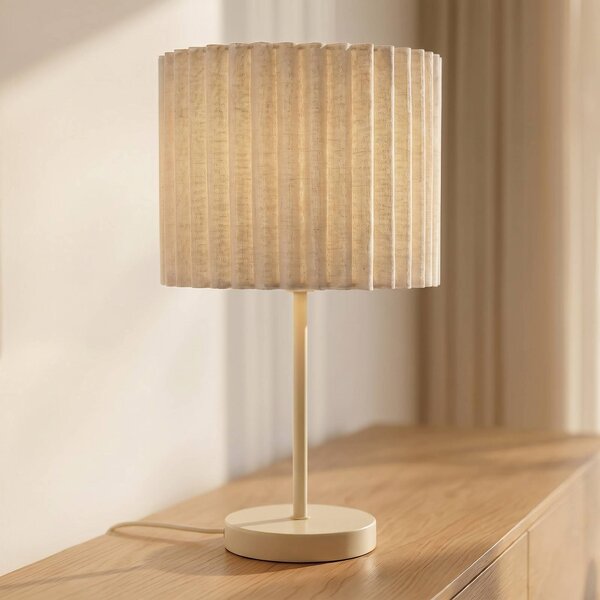 Lindby Lampa stołowa Libbie, kremowy / amber, salon / jadalnia, tkanina / materiał / jedwab