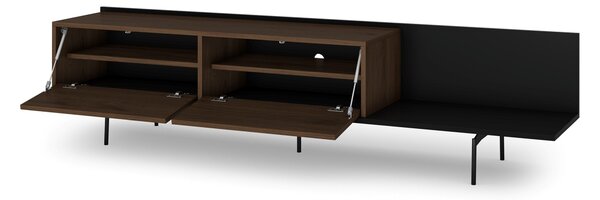 Szafka RTV Zenar 200 cm z metalowymi nogami - orzech elegant / czarny