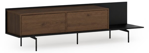 Szafka RTV Zenar 200 cm z metalowymi nogami - orzech elegant / czarny