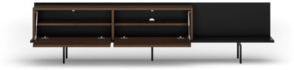 Szafka RTV Zenar 200 cm z metalowymi nogami - orzech elegant / czarny