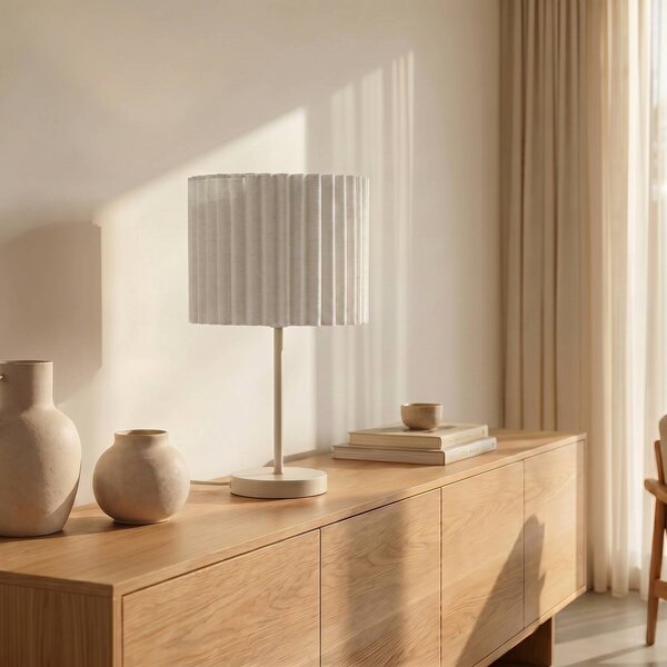 Lindby Lampa stołowa Libbie, kremowy / amber, salon / jadalnia, tkanina / materiał / jedwab