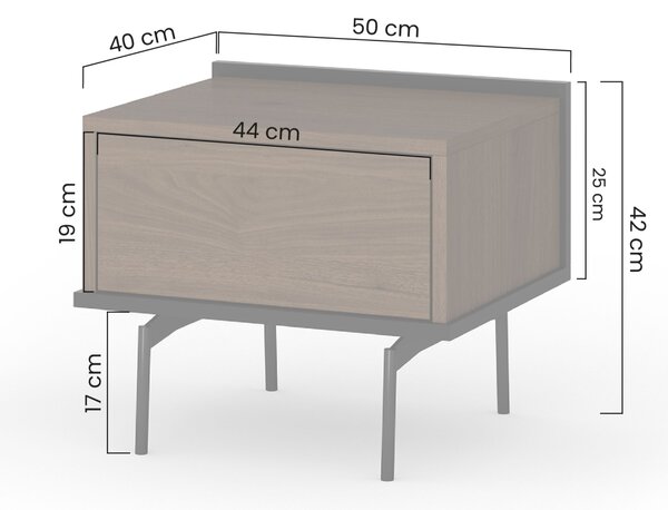 Szafka nocna Zenar z szufladą 50 cm - orzech elegant / czarny