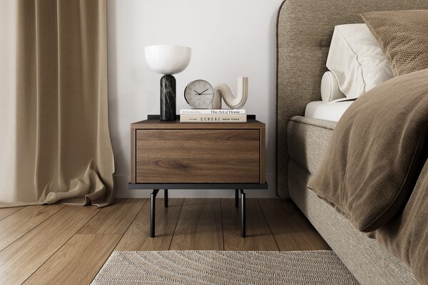 Szafka nocna Zenar z szufladą 50 cm - orzech elegant / czarny
