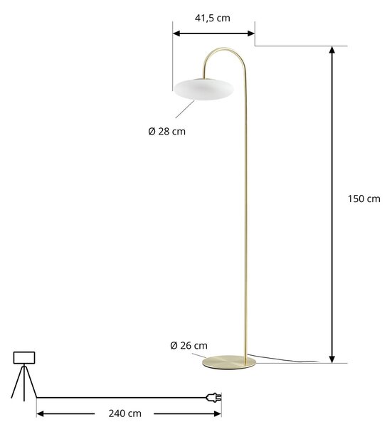 Lampa stojąca Tenebra Lucande, możliwość ściemniania, mosiężny / złoty, salon / jadalnia, mosiądz, nowoczesny