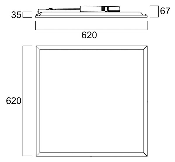 Sylvania Panel LED do zabudowy QUANTUM, biały, 62 x cm, włączanie/wyłączanie, 26 W, QUANTUM, biały / opal, biuro, metal