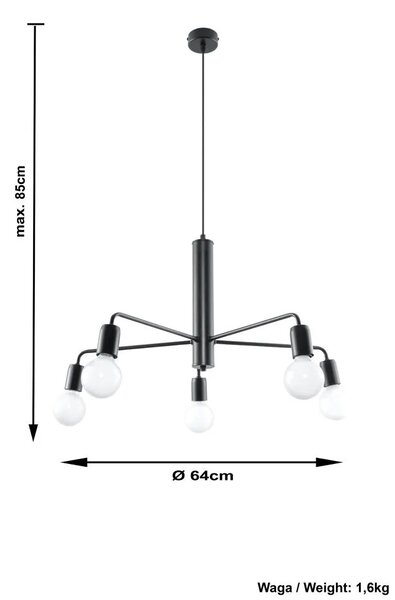 Regulowany żyrandol w stylu loftowym 5X E758 F1-T16