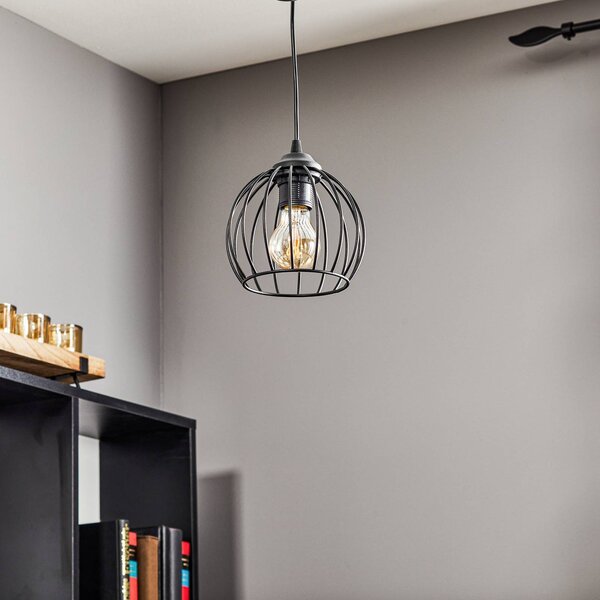 HELAM Lampa wisząca Cumera, możliwość ściemniania, czarny, salon / jadalnia, metal, nowoczesny
