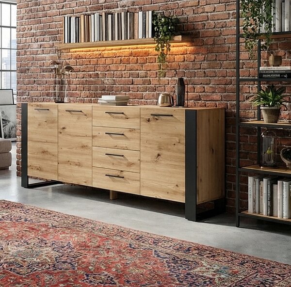 Duża loftowa komoda z szufladami 197cm artisan | Umeblowana.com