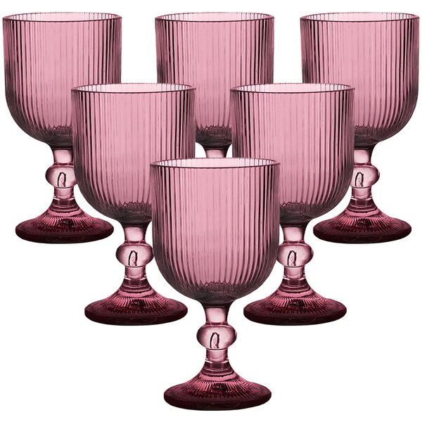 Altom Szklanki na nóżce Selena Purple, 370 ml, zestaw 6 szt