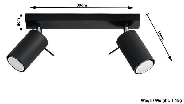 Halogenowy plafon LED czarny H6-W81