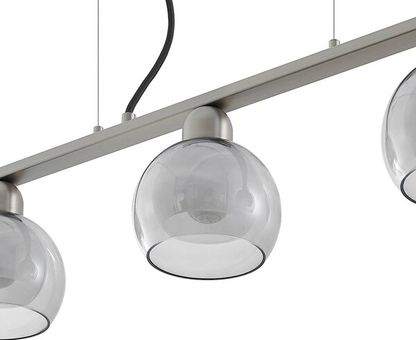 Lucande Lampa wisząca szklana Kaiya, możliwość ściemniania, aluminiowy / szary / cynkowy, salon / jadalnia, metal, nowoczesny