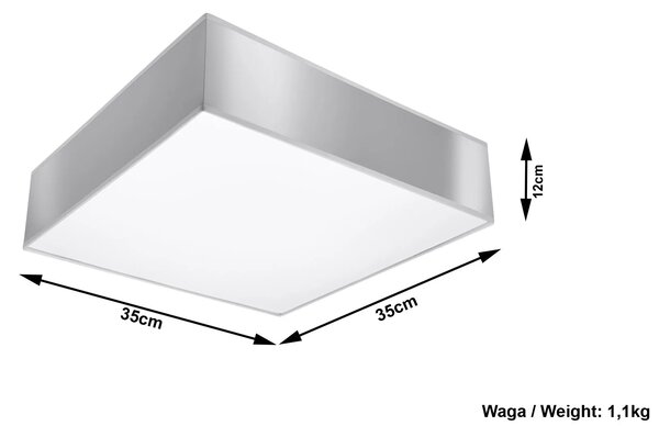 Minimalistyczny kwadratowy plafon szary H8-T19
