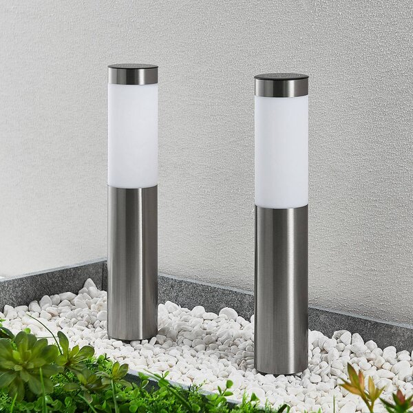 Lindby Lampa solarna LED Sirita, zestaw 2 sztuk Sirita, aluminiowy / szary / cynkowy, stal szlachetna, nowoczesny