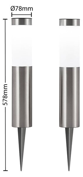 Lindby Lampa solarna LED Sirita, zestaw 2 sztuk Sirita, aluminiowy / szary / cynkowy, stal szlachetna, nowoczesny