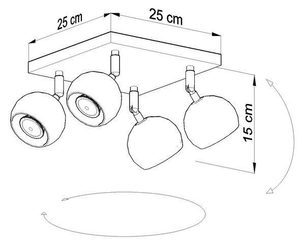 Regulowany plafon kwadratowy E811-Oculars - czarny