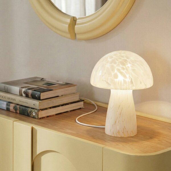 Lampa stołowa Hubi Lindby, biały / opal, salon / jadalnia, szkło, nowoczesny
