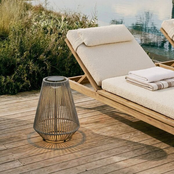 Lampa wisząca Lindby LED z zasilaniem słonecznym Austas, szara, Ø 32 cm, USB, Austas Lindby, możliwość ściemniania, aluminiowy / szary / cynkowy, tworzywo sztuczne, nowoczesny