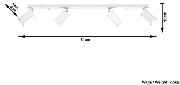 Minimalistyczny plafon regulowane tuby F2-P75