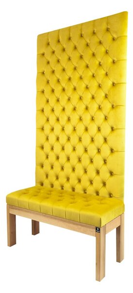 Ławka z Panelem Ściennym Pikowanym Siedzisko Pikowane Cytrynowa Żółcień LPPK-11 Rozmiary od 50 cm do 100 cm