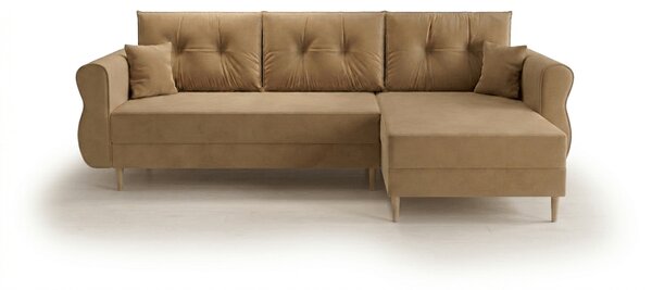 Rozkładana narożna sofa SILVIANO 230x140 cm, beżowa, uniwersalna