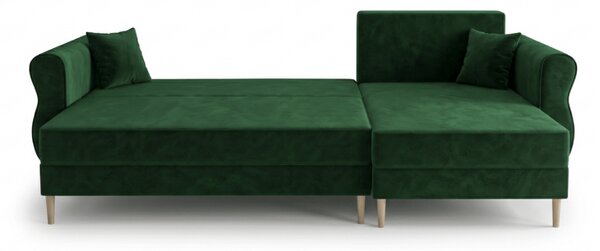 Rozkładana narożna sofa SILVIANO 230x140 cm, ciemnozielona, uniwersalna
