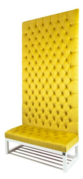 Ławka z Panelem Ściennym Pikowanym Siedzisko Pikowane Cytrynowa Żółcień LPPK-36 Rozmiary od 50 cm do 100 cm