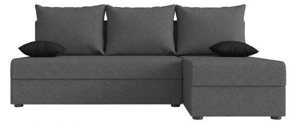 Rozkładana narożna sofa VALERIO SLIM 200x140 cm, ciemnoszara, uniwersalna + 2 poduszki GRATIS