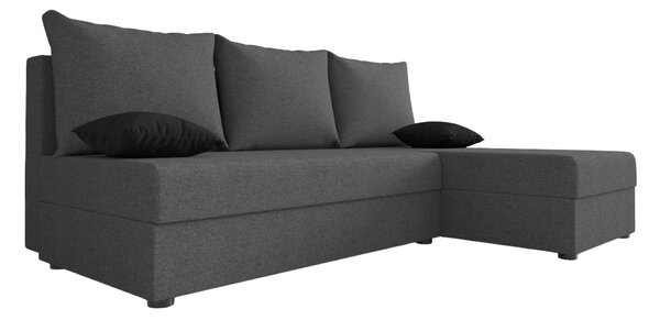 Rozkładana narożna sofa VALERIO SLIM 200x140 cm, ciemnoszara, uniwersalna + 2 poduszki GRATIS
