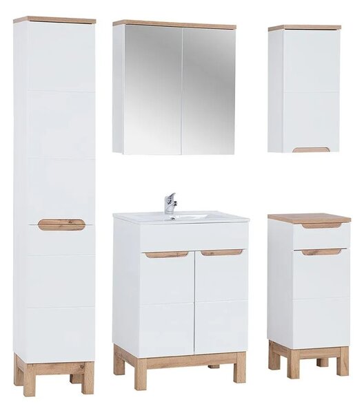 Zestaw mebli łazienkowych z koszem 60 cm Biały połyskM2-C54
