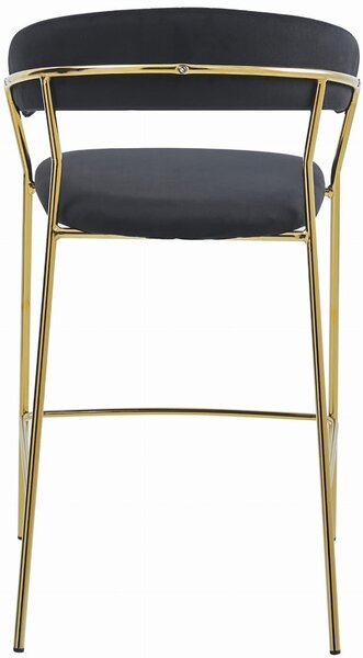 Czarny welurowy hoker glamour z oparciem K6-A86