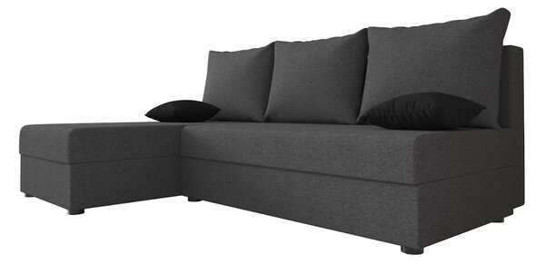 Rozkładana narożna sofa VALERIO SLIM 200x140 cm, ciemnoszara, uniwersalna + 2 poduszki GRATIS