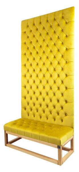 Ławka z Panelem Ściennym Pikowanym Siedzisko Pikowane Cytrynowa Żółcień LPPK-33 Rozmiary od 50 cm do 100 cm